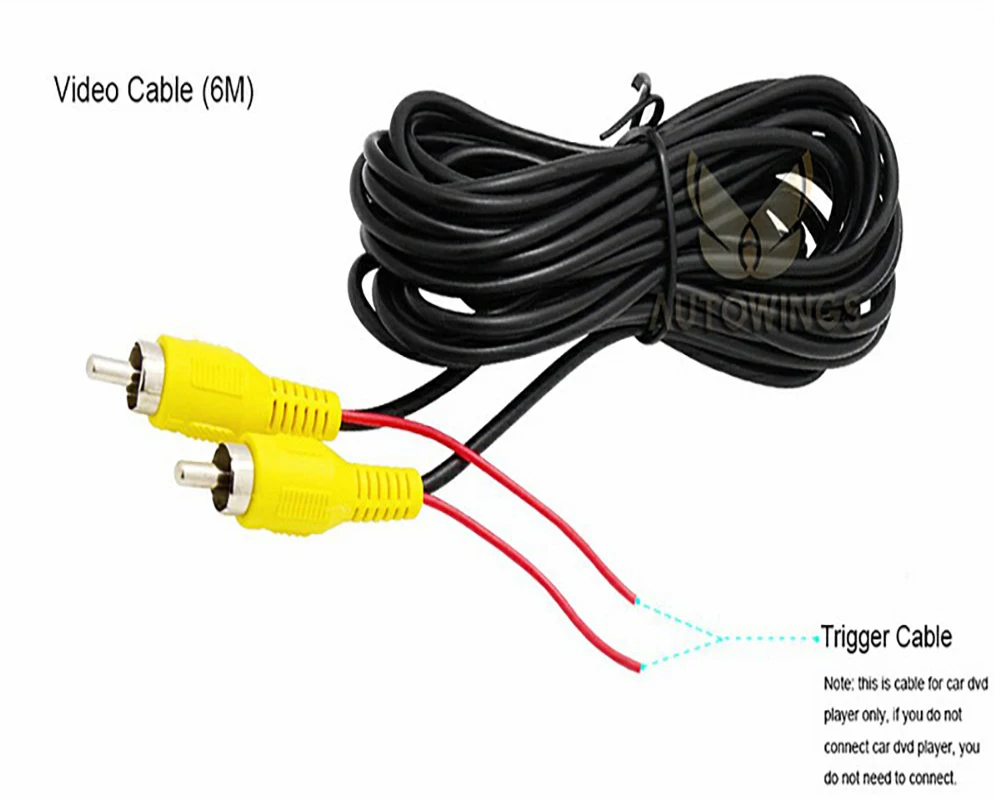 

AUTOWINGS 6M 10M 12M 15M 20M RCA rearview camera video cable with video trigger cable, suitable for DVD CD player TV monitor