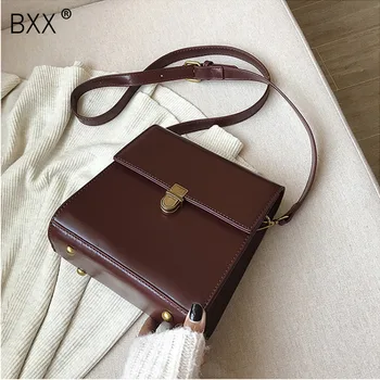 

[BXX] Simple Style Leather Crossbody Bags For Women 2020 Lock Luxury Shoulder Messenger Bag Female Travel Handbags Purses HJ047