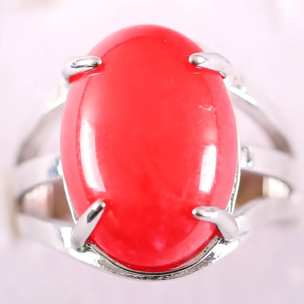 1Pcs Jewelry Gift Adjustable Ring For Women Natural Stone Oval CAB Cabochon Bead Red Jades Finger Z163 | Украшения и аксессуары