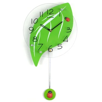 

Wall Clock Modern Decoration Living Room Fashion Clock Creative Mute Swing Bedroom Wall Clock Pastoral Cartoon Leaf Wall Clock