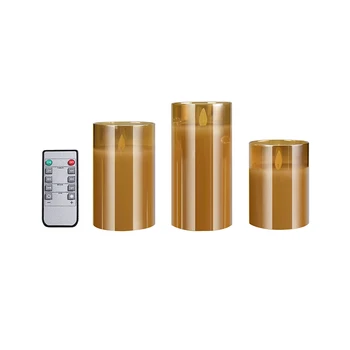 

New Flameless Led Candles Flickering, Candle Real Wax Fake Wick Moving Flame Faux Wickless Pillar Battery Operated Candles with