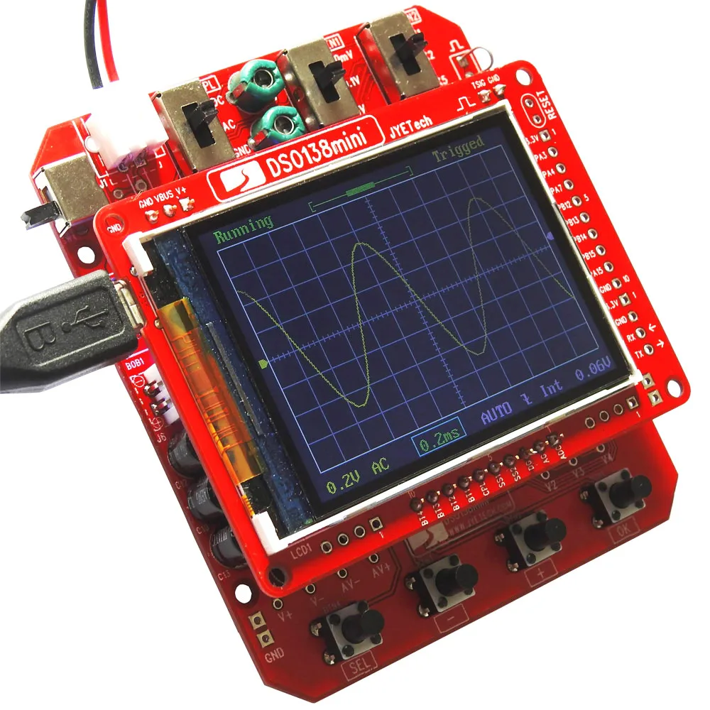 

JYE Tech DSO138 Mini Digital Oscilloscope DIY Kit SMD Parts Pre-soldered Electronic Learning Set 1MSa/s Transparent Set