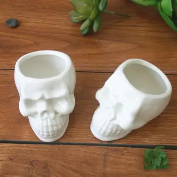 

Creative Skull Ceramic Flower Pot Green Succulent Planter Plant Container Decor Desktop Ornaments