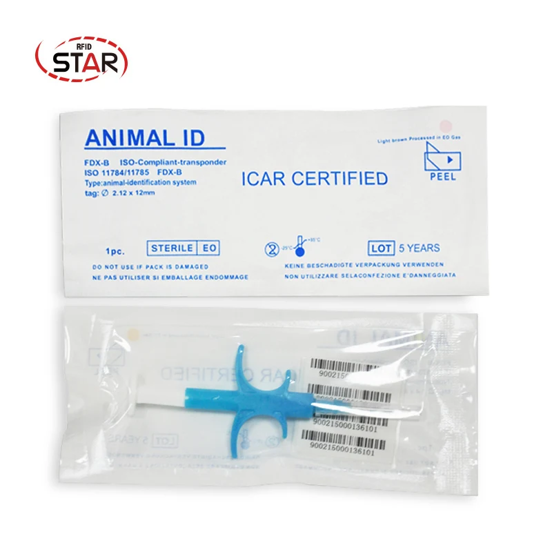 

50pcs 2.12*12mm ISO11784/785 FDX-B Dog Microchip Rfid injector Pet Microchip Syringe Animal Chip Syringes rAnimal identification