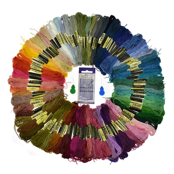 

Random Mix Color 100pcs Embroidery Thread Cross Stitch Threads with 6pcs Sewing Needles For Women Mom DIY Sewing Tools Accessory
