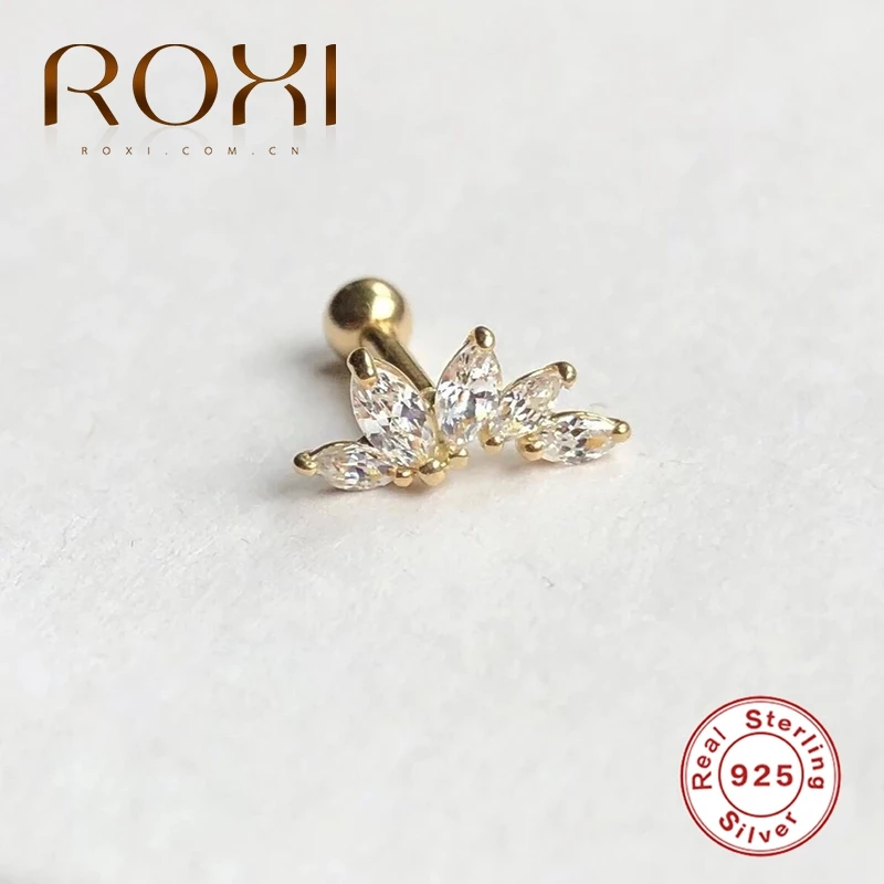 ROXI – boucles d'oreilles pour femme, petite couronne, lune, étoile, foudre, Constellation, en argent Sterling 925, Piercing, Kolczyki Damskie