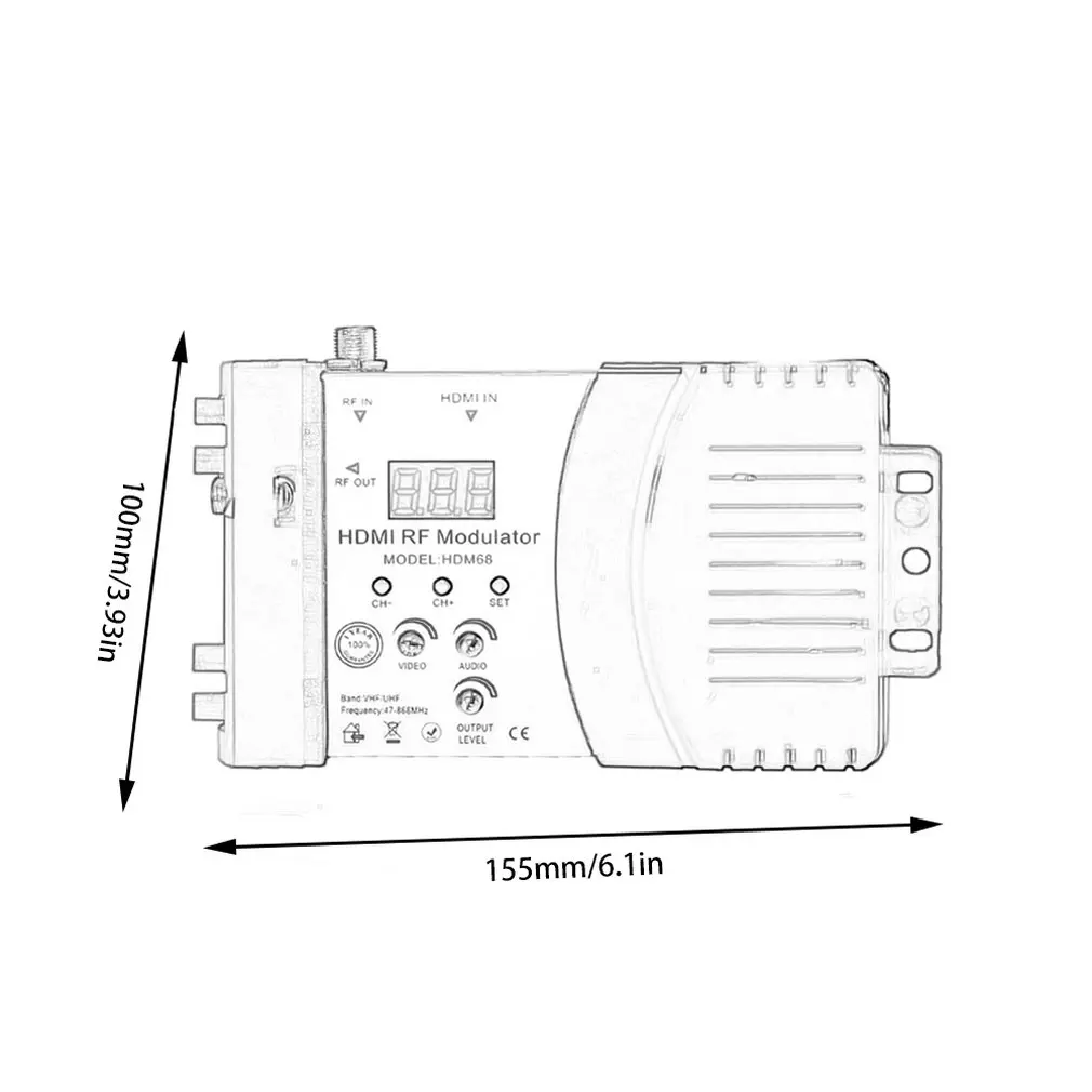 HDM68 модулятор цифровой РЧ модулятор HDMI AV в РЧ конвертер УКВ УВЧ PAL/NTSC Стандартный Портативный модулятор для AU Blue