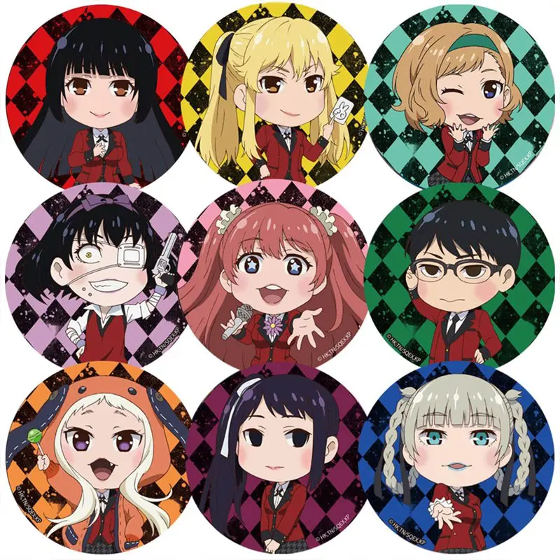 Высокое качество 9 шт. знаки аниме Kakegurui XX Jabami Yumeko Saotome Мэри Kirari Ririka Ryouta значок