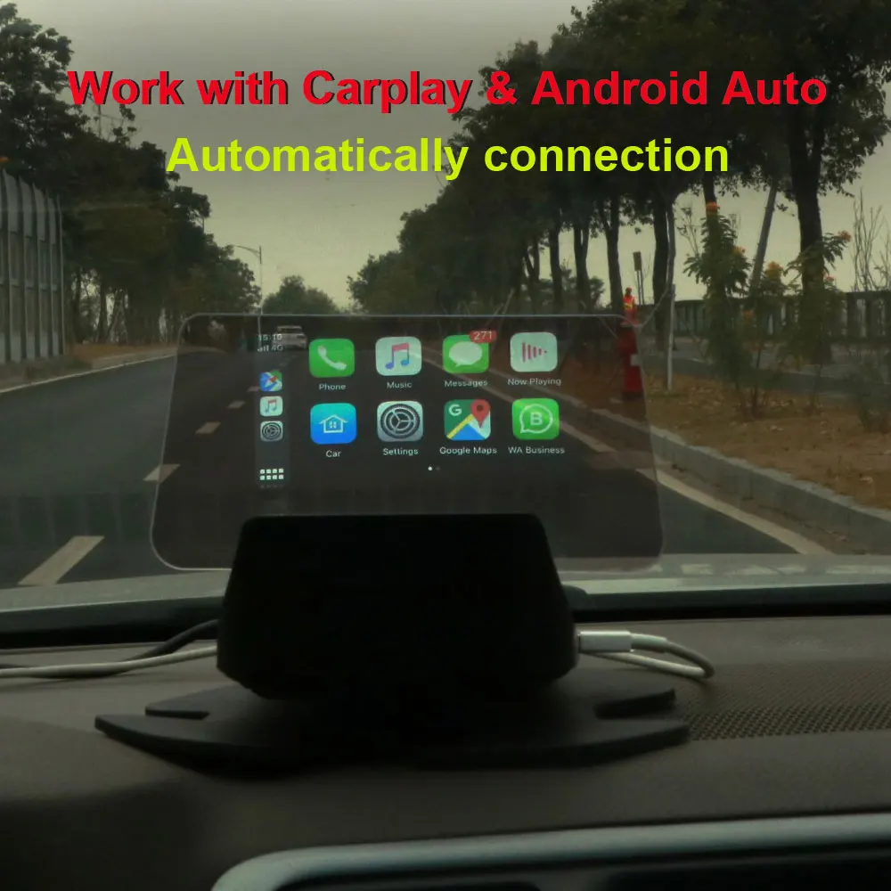 Автомобильный проектор HUD на зеркало с поддержкой Carplay Andorid автомобильный FM