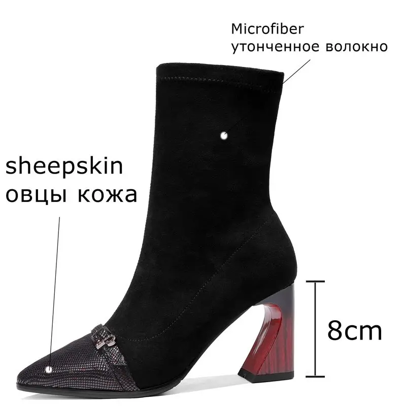 ALLBITEFO/пикантные брендовые сапоги до середины икры из натуральной кожи; высококачественные зимние женские сапоги; модные высокие сапоги для девочек