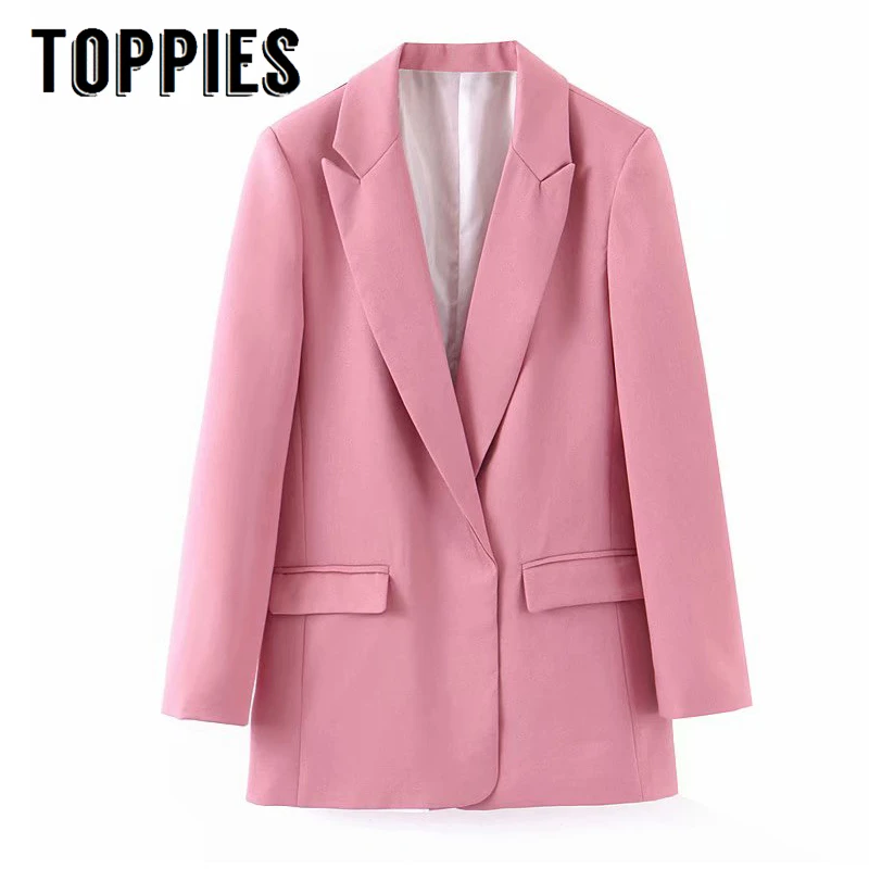  2019 Autumn Women Pink Suit Jacket Loose Cardigan Coat Lady Buissness Jacket Korean Fashion Clothin