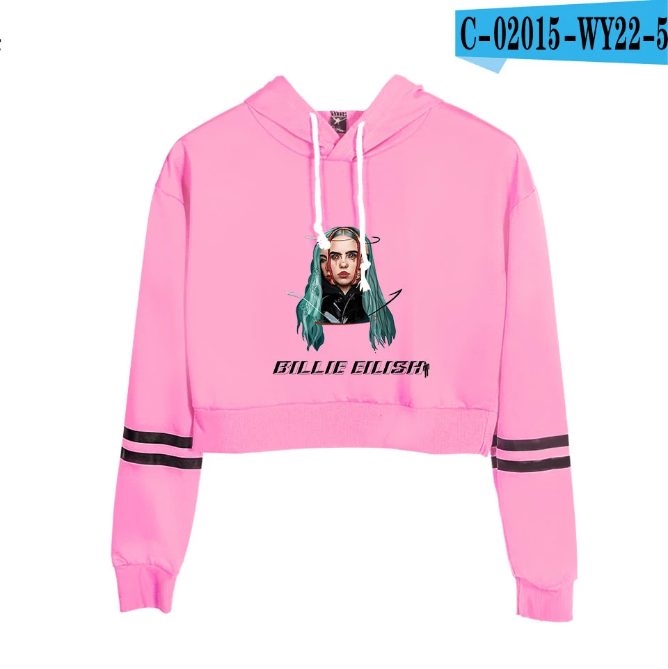 Billie Eilish 20th Century Tour модные пуловеры Толстовка Повседневная Популярная Милая крутая Спортивная Толстовка Kpop с пупком - Цвет: pink