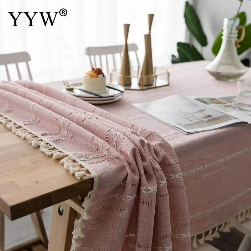 Скатерть Розовая с кисточкой Tapete коврики Mantel Mesa прямоугольные скатерти из ткани на день рождения домашний стол Декор обрус