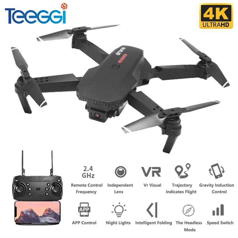 Квадрокоптер Teeggi M73 Радиоуправляемый складной с камерой 480P/4K HD Wi-Fi FPV | Игрушки и