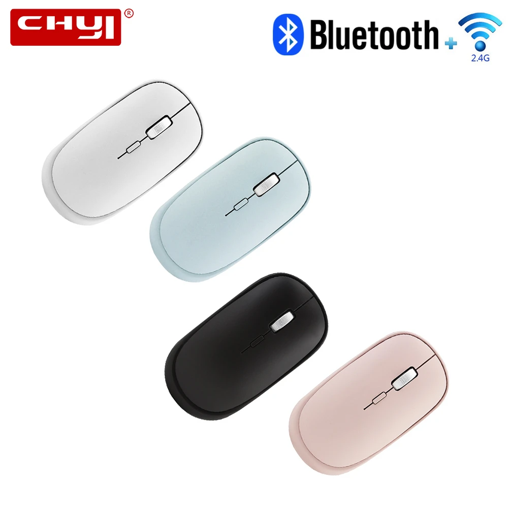 

CHYI Bluetooth 4.0 + 2.4Ghz Wireless Dual Mode Mini Computer Mouse 3D Portable Optical Usb Mause PC Pink Office Mice For Laptop