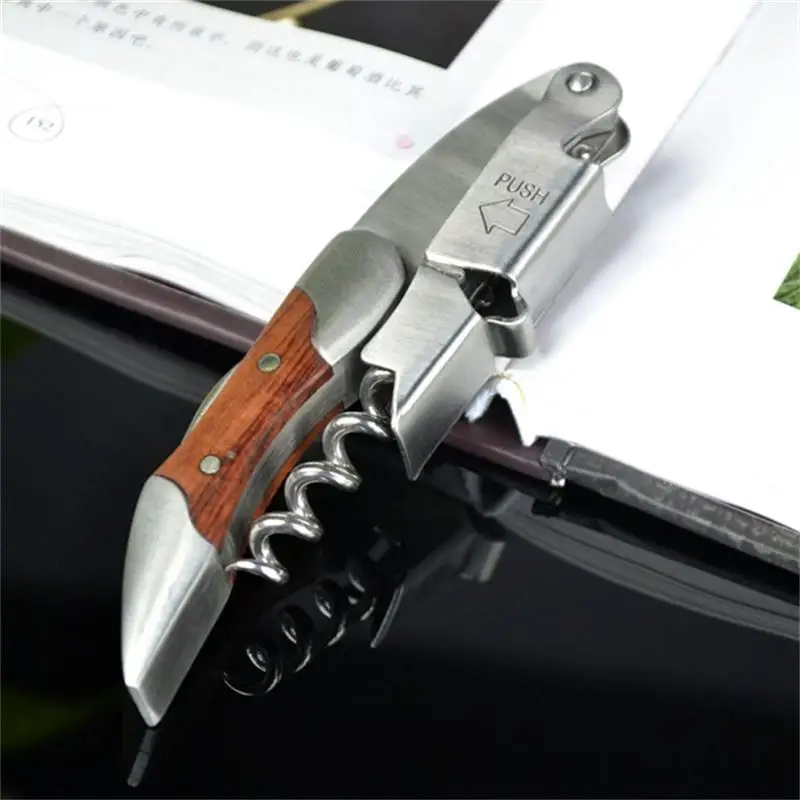 

Multi function Wood Handle Wine Bottle Opener Professional Waiters Corkscrew Foil cutter Gift for Wine Lovers Home Bar Utensils