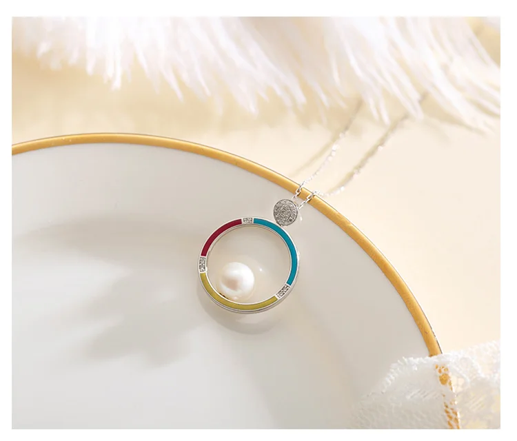 Chic& Charms 9K& 14K Настоящее розовое золото натуральный жемчуг кулон ожерелья эмаль ремесло девушки ювелирные изделия