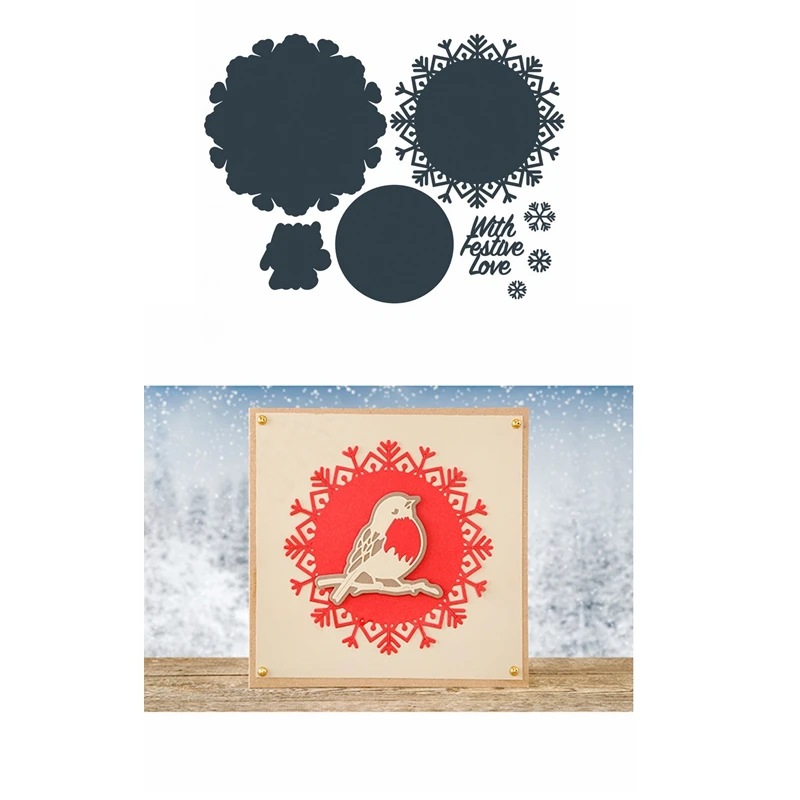 

Metal Cutting Dies With Festive Love Round Background Snowflake Border Die Cuts For Card Making Scrapbooking 2019 Crafts Cards