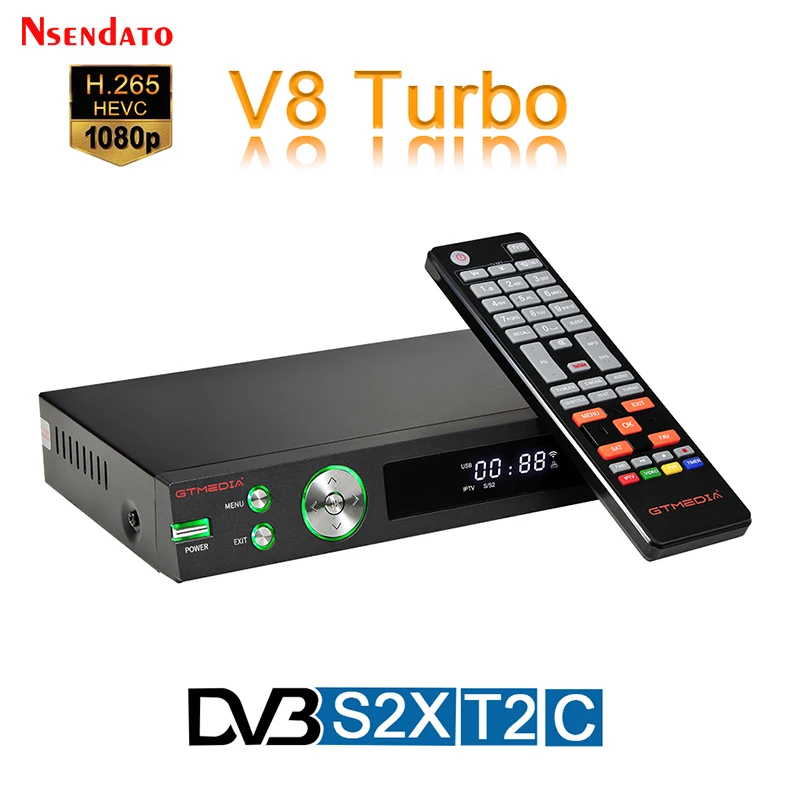 Спутниковый ТВ-приемник Gtmedia V8 Turbo DVB S2 T2 S2X HD 1080P декодер с Wi-Fi H.265 для M3U Youtube