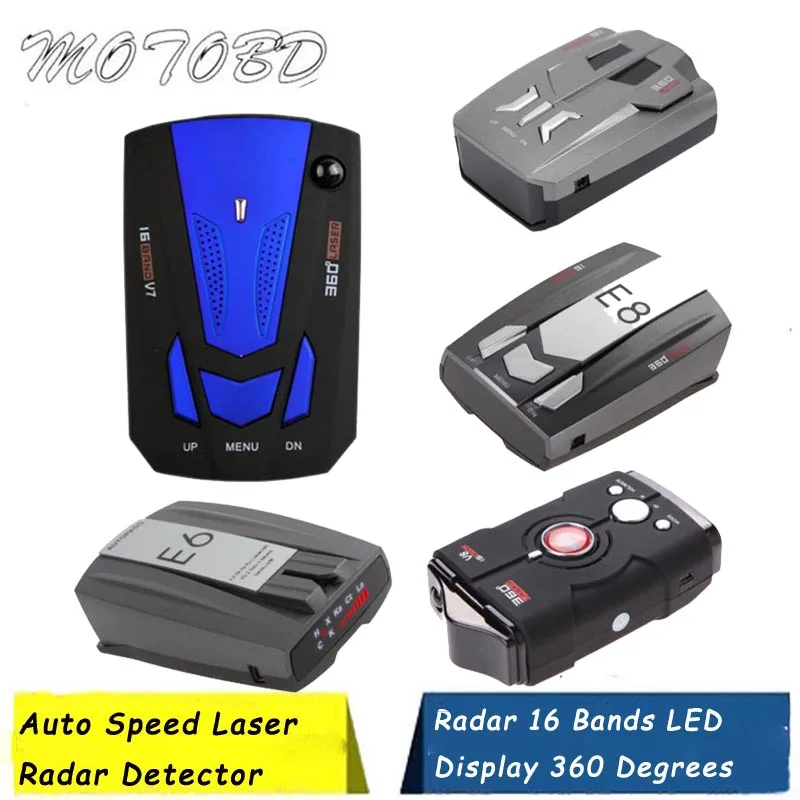 

V7 V9 V8 E8 E6 Car Radar Detector 360 Degree Anti Radar Full 16LED Band LED Display Alert Warning System Russia English Voice