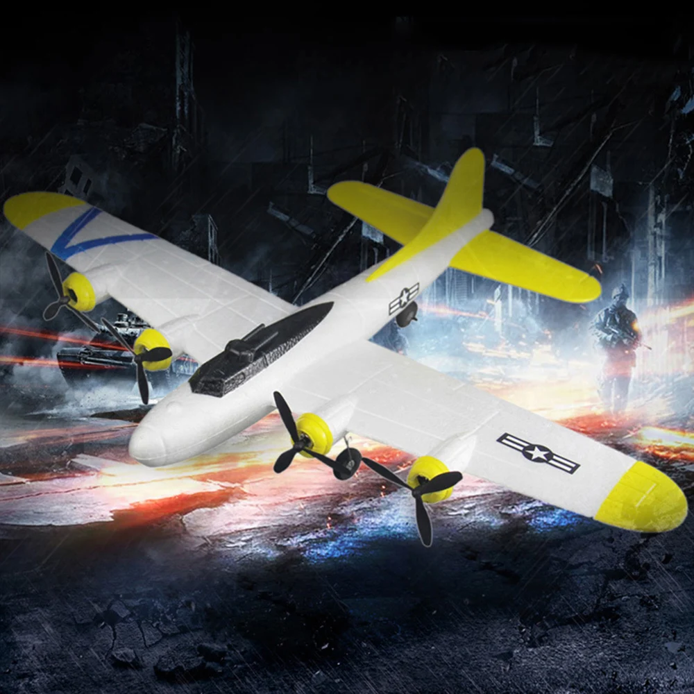 

Remote Control Airplane Glider EPP Built-in Gyroscope RC Plane UAV with LED Military Aircraft Model