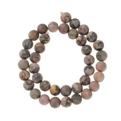 Elegant Natural Stone Beads in Black, Pink, and White for DIY Jewelry Making & Wholesale (Black Lace Rhodonite)