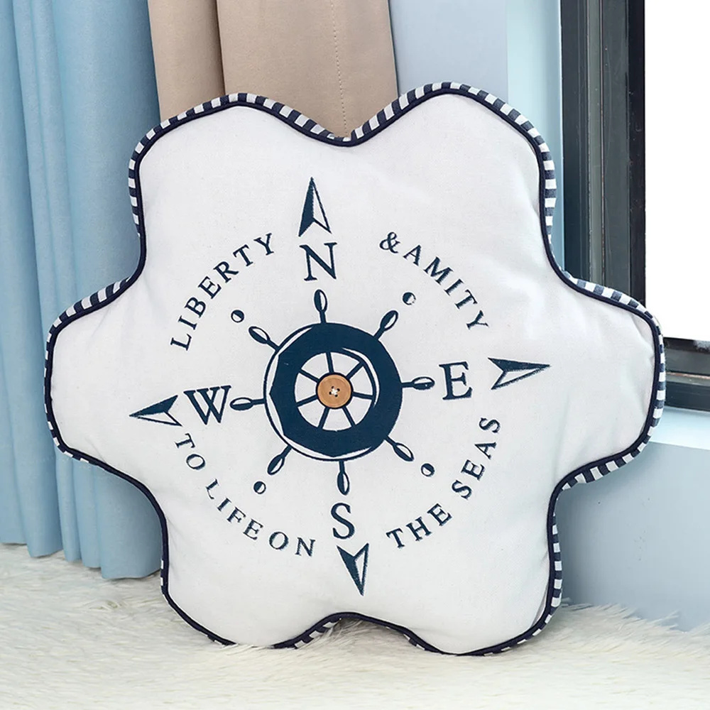 Mediterranean embroidery pillow compass pillow child room creative sofa round cushion Furnishing Decor