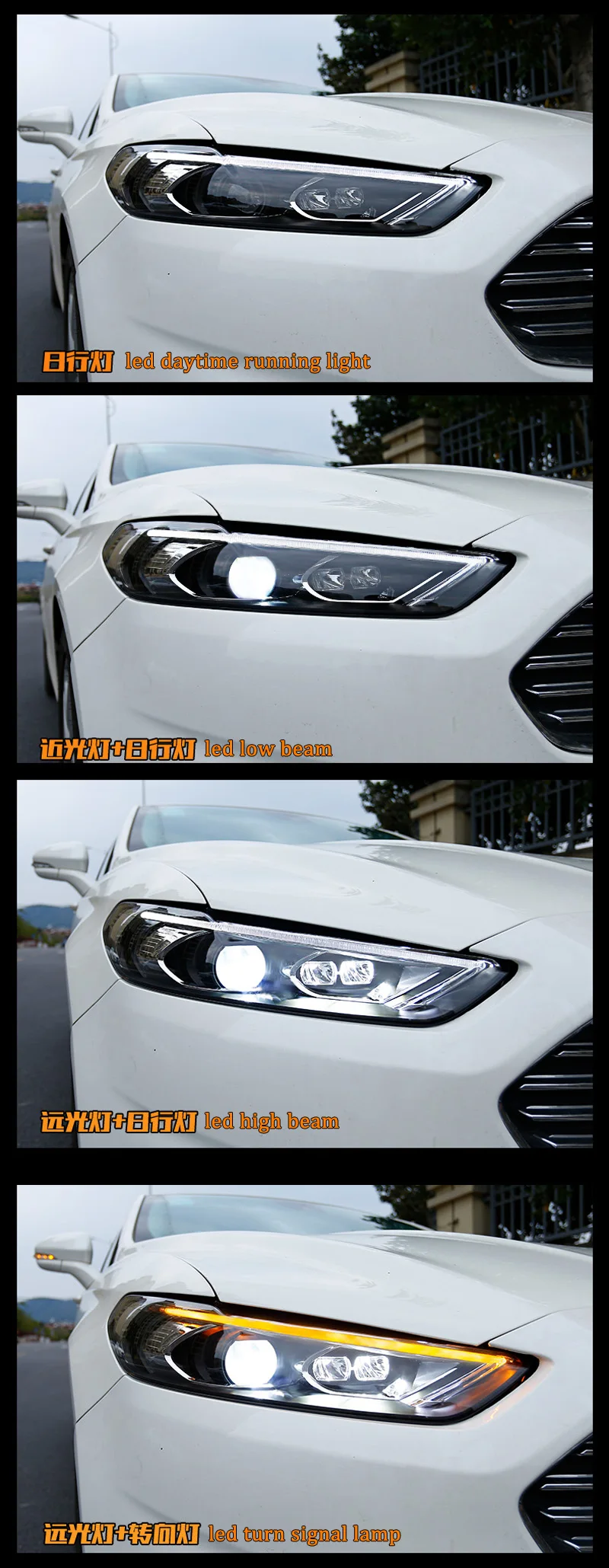 SNCN автомобильный Стайлинг светодиодный фонарь для Ford Mondeo Fusion 2013 светодиодный DRL динамический сигнал поворота головная лампа в сборе