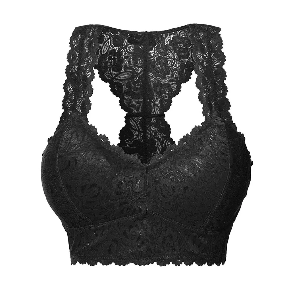 

Sexy Wireless Bralette For Women full cap Female Lace Bra Plus Size Vest Crop Wire Free lingerie Sexy V-Neck Underwear S-3XL