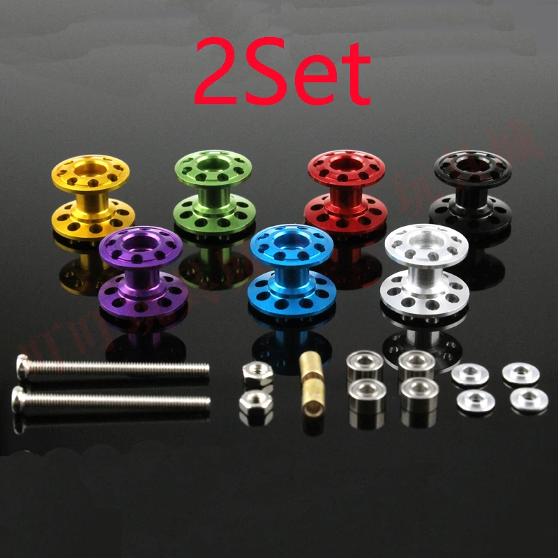

2Set 13-12mm Anti-turn Aluminum Alloy Hollow Shaft Bearing Double Size Guide Wheels for Tamiya Mini 4WD RC Car DIY Part Wheel