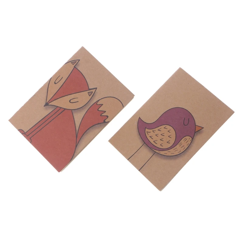 

Mini Cute Cartoon Notebook Handy Pocket Notepad Brown Journals Diary 32 Pages
