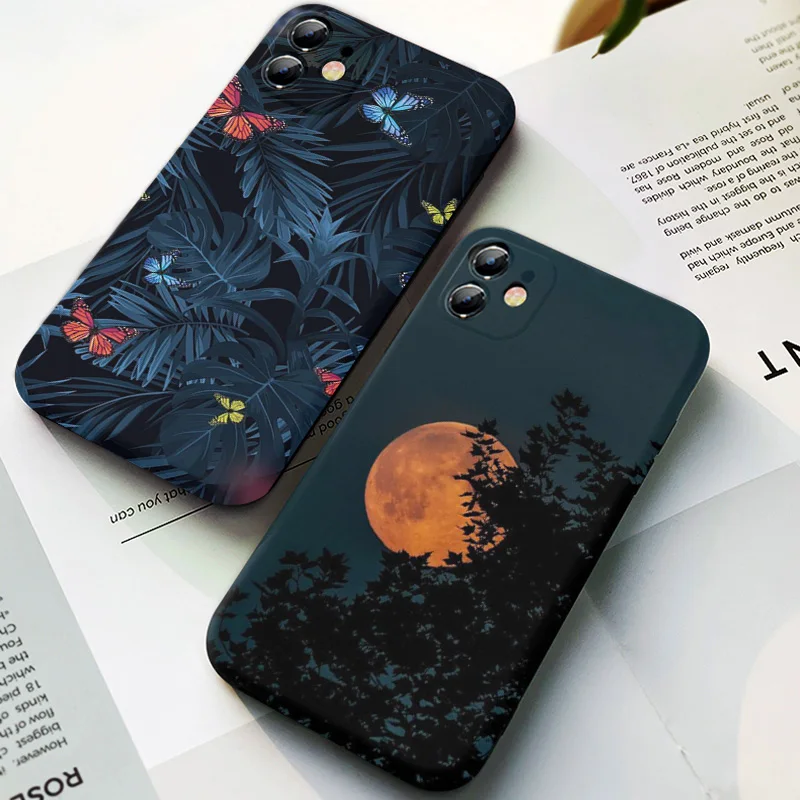 Чехол для телефона в стиле ретро с цветами заката и черными розами iPhone 12 11 Pro Mini Max X