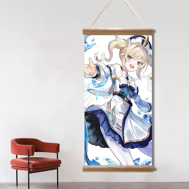 Genshin Impact Poster Barbara Ganyu Xiao Sexy Anime Picture Wall Canvas Posters Art Game Scroll Paintings for Living Room Decor HXSU009008