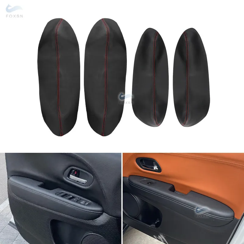 4pcs 마이크로 화이버 가죽 자동차 스타일링 인테리어 도어 팔걸이 패널 커버 혼다 XRV Vezel H-RV 보호 트림