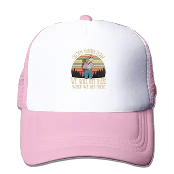 

Sloth Hiking Team We Will Get There When We Get There Mesh Baseball Caps Pink