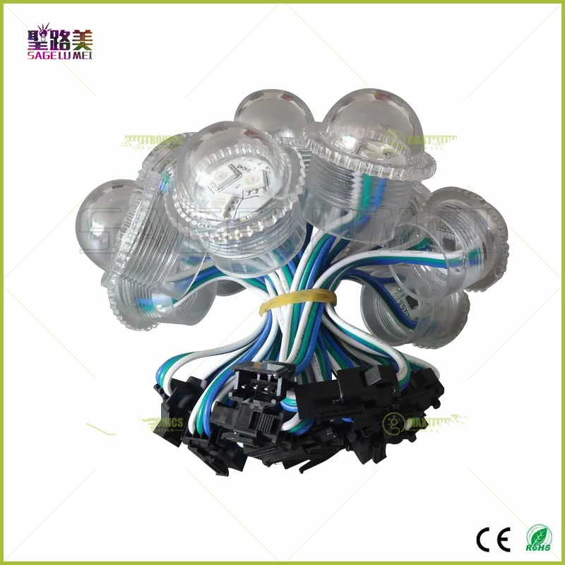 US $15.01 DC12V 26mm Diameter Transparent Cover Ws2811 LED Module Exposed Point Light 3 Leds 5050 SMD RGB Chips Led Pixel Waterproof IP68