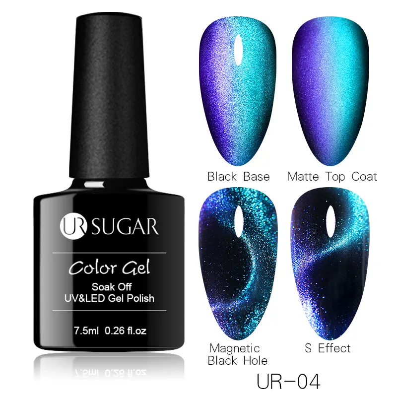 9D cat eye4 Ur Sugar 7,5 мл глаз хамелеона кота гель лак для ногтей замочить от УФ светодиодный 3D магнитный гель лак лазерный градиентный эффект лак для ногтей - Цвет: 9D cat eye4