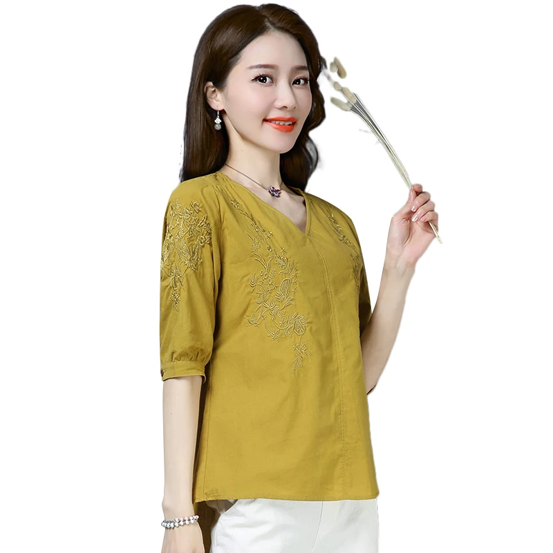 Традиционная китайская рубашка, хлопковые льняные топы в китайском стиле, ретро Народная чайная одежда, блузки с вышивкой, Женские повседневные топы