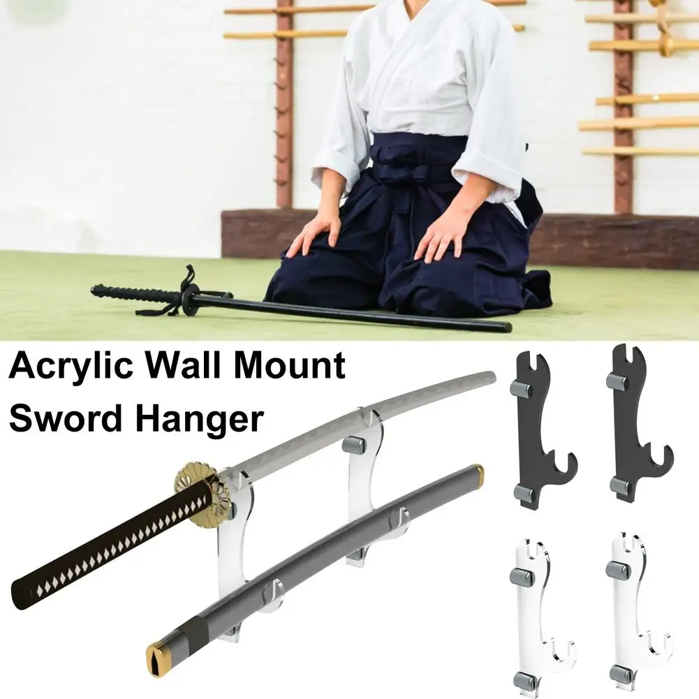 Support mural en acrylique Support d'épée de samouraï à deux