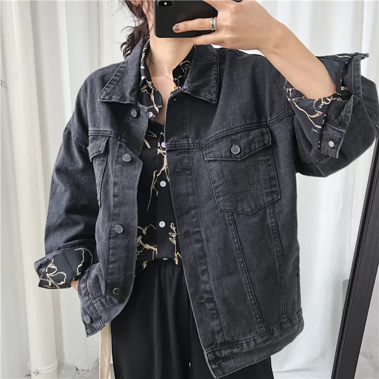 

2019 Spring Clothing New Style Korean-style Loose-Fit Oversize Three-Color Jeans Coat Women's Loose-Fit Versatile Clip
