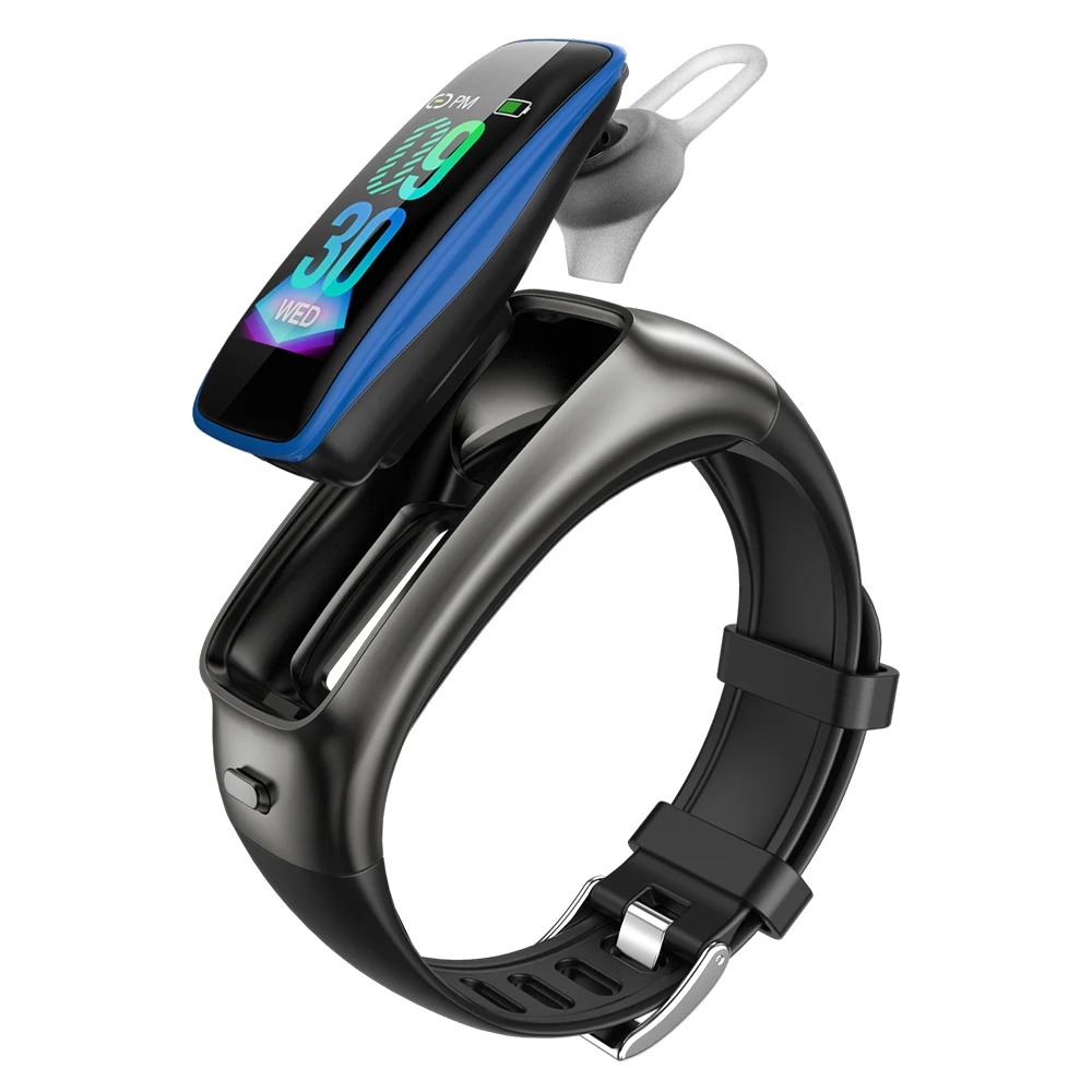 Blue B2 умный браслет+ Bluetooth наушники IP67 водонепроницаемый браслет Смарт-часы Шагомер монитор сердечного ритма Смарт-браслет гарнитура - Цвет: Blue