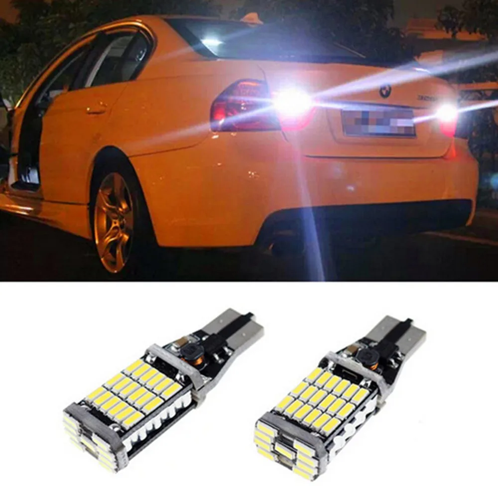 2x светодиодный 4014 45SMD 921 912 T15 W5W светодиодный Canbus без ошибок автомобиля резервного копирования стоп резерв фары Лампа фонарь стоп-сигнала белый 12V