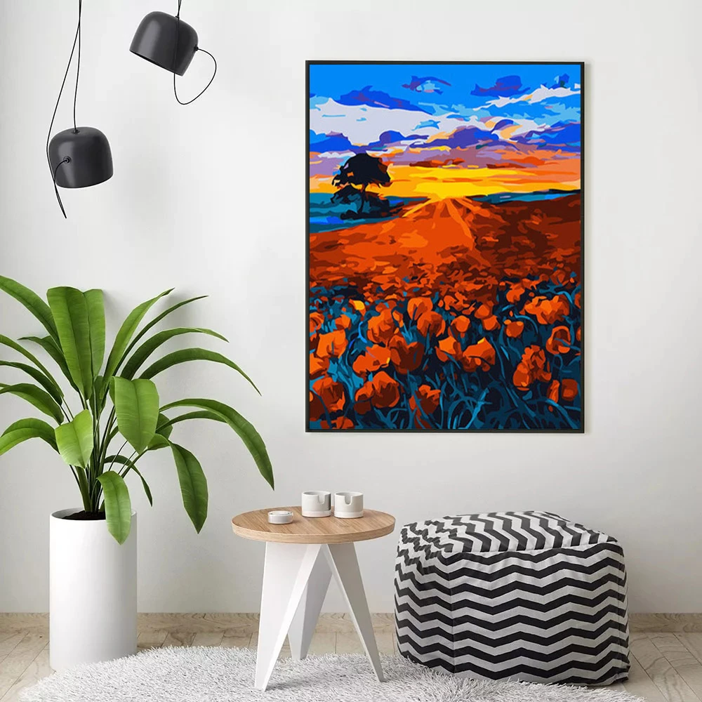 HUACAN Paint By Numbers Landscape Drawing On Canvas HandPainted Art Kits DIY Gift Home Decoration