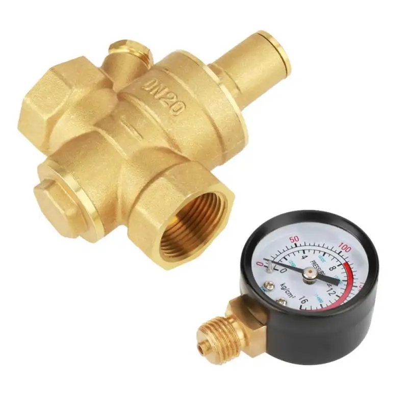 Válvula reductora de regulador de presión de agua ajustable, accesorio de  herramientas de latón DN20 con medidor de 0,05 a 0,8 MPa - AliExpress