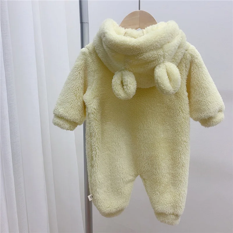 Autumn Baby Rompers Cute Bear Hooded Fleece Toddler Boys