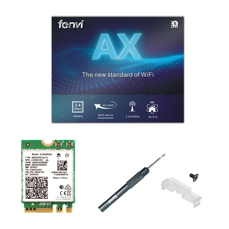 Беспроводной двухдиапазонный адаптер Wi Fi 6 2400 Мбит/с для Intel AX200 NGFF M.2 Bluetooth 5 1 WiFi