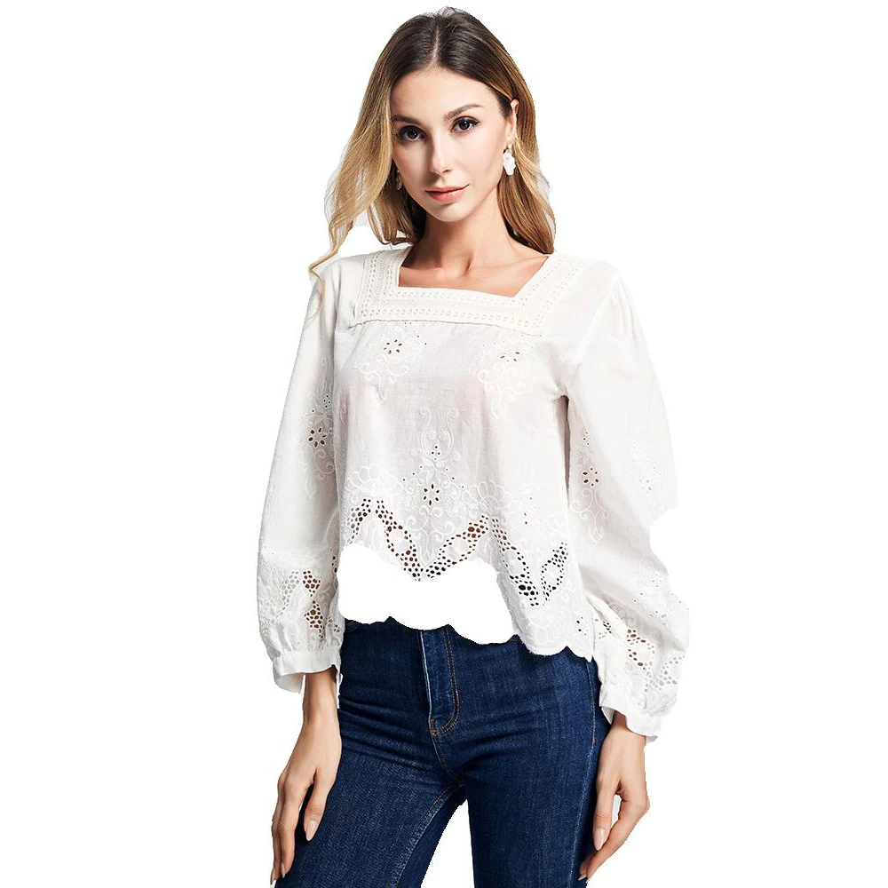 Phi Phi Star Brand Women Long Sleeve Blusas Female Blouse Hollow Out ...