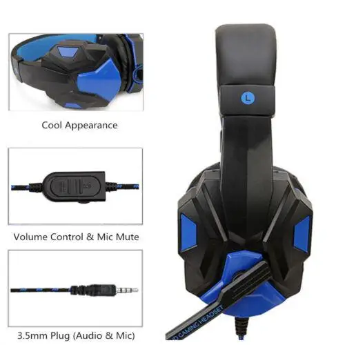 Potable Microphone Headset Gaming Wired Gaming Headset Headphone For PS4 Xbox One Nintend Switch IPad PC MMicrophone Cellphone
