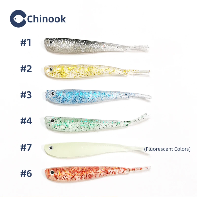 Chinook 5pcs Soft Bait Soft Fish Fork Tail with or without Hook Fish Artificial Silicone Fish Bait Fishing Tackle