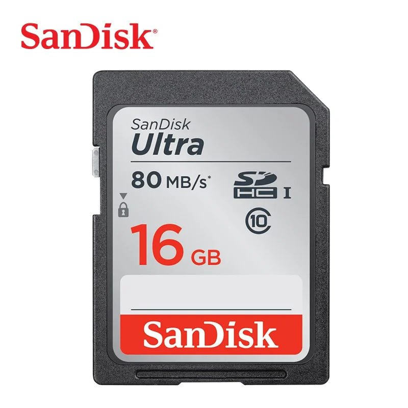 16 ГБ Оригинальная sd-карта SanDisk для камеры, 80 Мб/с, карта памяти, класс 10, 128 ГБ, 64 ГБ, 32 ГБ, 16 ГБ, карта памяти камеры, 64 ГБ - Емкость: 16 ГБ